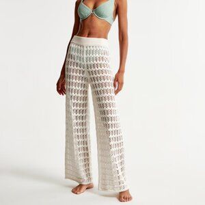 Abercrombie & Fitch White Crochet Swim Coverup Pants
